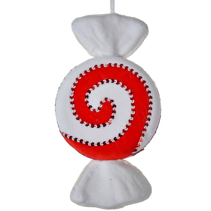 Clayre & Eef 66110 Pendentif décoratif Bonbon rouge blanc 33x18x4 cm