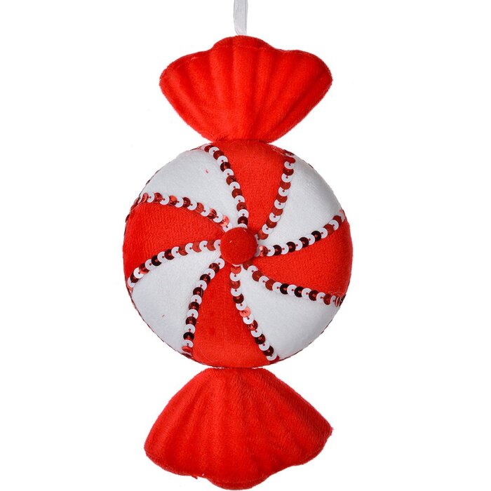 Clayre & Eef Pendentif de Noël Bonbon rouge blanc 13x5x25 cm