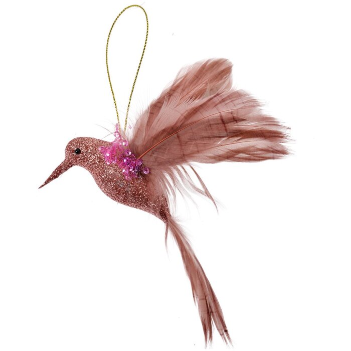 Clayre & Eef 66140 Décoration Pendentif oiseau rose 10x4x10 cm