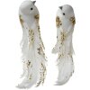 Clayre & Eef Lot de 2 oiseaux décoratifs blanc or 15x8x5 cm plastique scintillant