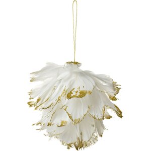 Clayre & Eef Pendentif Fleur blanc-or 12x12x12 cm...