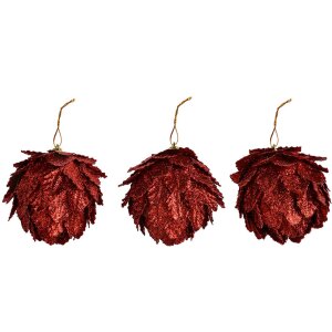 Clayre & Eef Weihnachtsdeko Blume Rot 3er-Set...