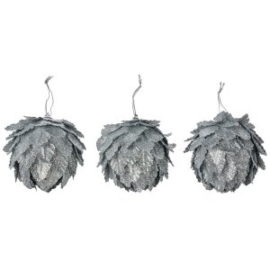 Clayre & Eef Weihnachtsdeko Blume 3er-Set Silber...