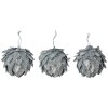 Clayre & Eef Décoration de Noël Fleur set de 3 pièces argenté Ø 8x8 cm