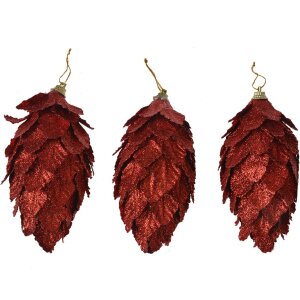 Clayre & Eef Pomme de pin Set 3pcs Rouge...