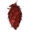 Clayre & Eef Pomme de pin Set 3pcs Rouge Ø7x13cm Décoration de Noël Plastique