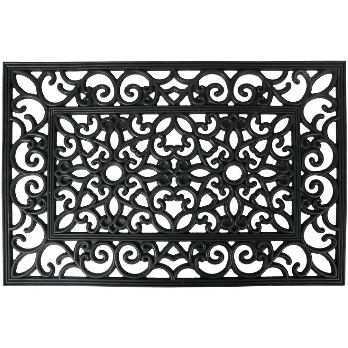 Clayre & Eef MC270 Paillasson Noir 60x40x1 cm Caoutchouc Rectangulaire Classique