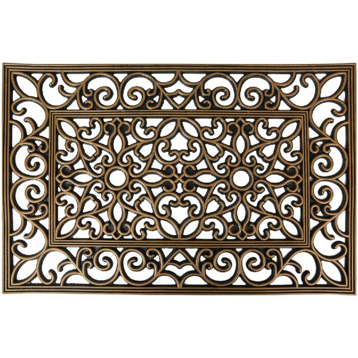 Clayre & Eef MC271 Paillasson Noir avec accents dorés 60x40 cm