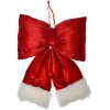 Clayre & Eef 66097M Noeud décoratif Rouge Blanc Garni de fourrure synthétique 22x5x26 cm