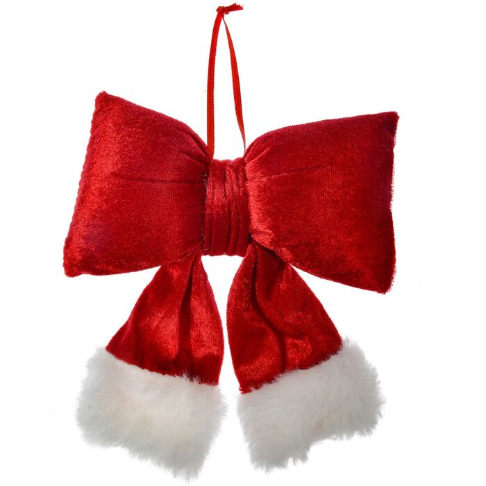 Clayre & Eef 66097S Noeud décoratif rouge blanc 15x3x17 cm