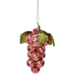 Clayre & Eef 66175P Décoration de Noël Raisins roses verts 8x8x14 cm