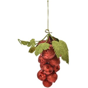 Clayre & Eef 66175R Décoration de Noël Fagot de raisins rouge 8x8x14 cm