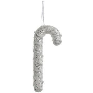 Clayre & Eef 66178 Pendentif canne à sucre blanc 7x2x17 cm plastique scintillant