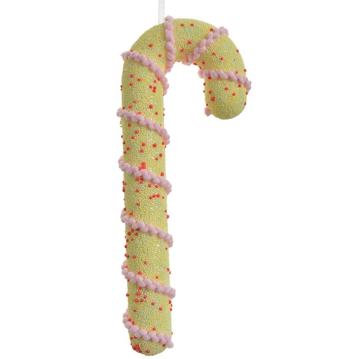 Clayre & Eef Pendentif canne à sucre jaune rose 10x3x26 cm plastique