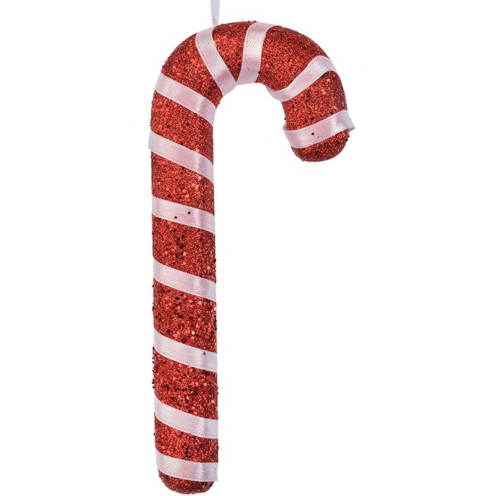 Clayre & Eef Pendentif de Noël canne à sucre rouge blanc 17 cm plastique