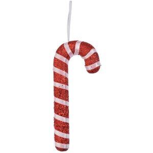 Clayre & Eef Pendentif de Noël canne à sucre rouge blanc 17 cm plastique