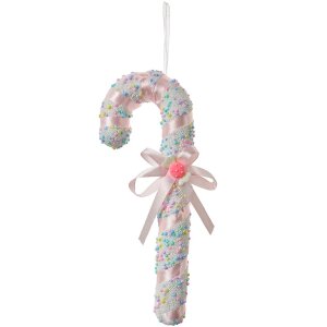 Clayre & Eef 66182 Pendentif canne à sucre blanc rose 10x3x26cm