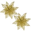 Clayre & Eef Décoration de Noël Fleur Or Ø15cm Lot de 2 plastique scintillant