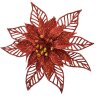 Clayre & Eef Fleur de Noël Set 2pcs Rouge Ø15x2cm Plastique Scintillant Déco