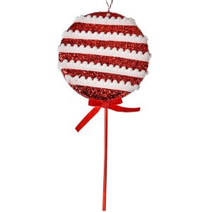 Clayre & Eef Décoration de Noël Lollipop rouge blanc 14x4x30 cm
