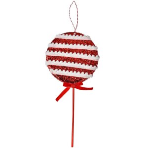 Clayre & Eef Décoration de Noël Lollipop rouge blanc 14x4x30 cm