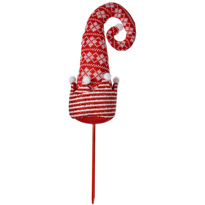Clayre & Eef Bonnet de Père Noël Rouge Blanc 17x7x54 cm Bois Textile