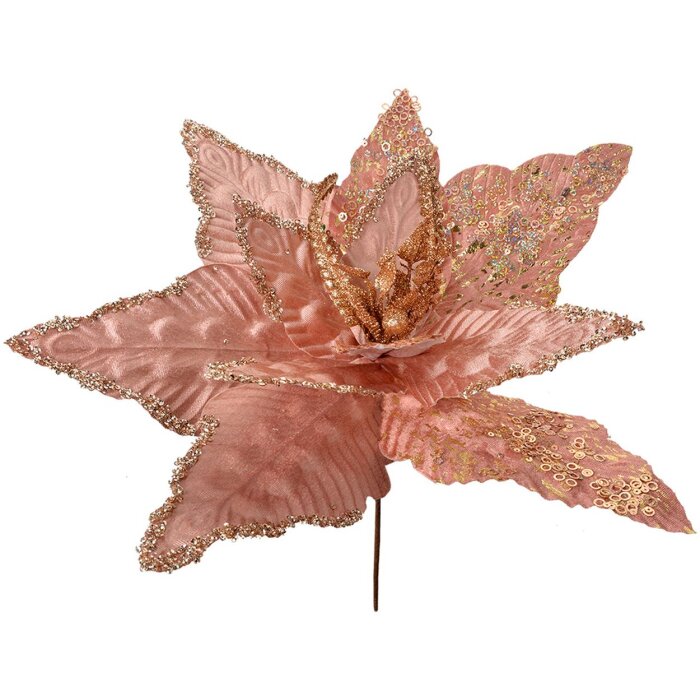 Clayre & Eef 66123 Décoration de Noël Fleur rose doré Ø 44x58 cm Plastique