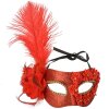 Clayre & Eef 66188 Masque rouge or 23x10x22 cm Polyester Bal masqué