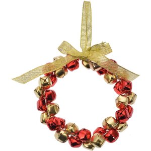Clayre & Eef 66201 Décoration Pendentif Couronne Rouge Or Ø 11x2 cm Fer