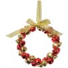 Clayre & Eef 66201 Décoration Pendentif Couronne Rouge Or Ø 11x2 cm Fer