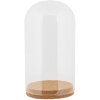 Clayre & Eef Cloche en verre Ø12x22cm Transparent avec fond en liège Décoration en verre