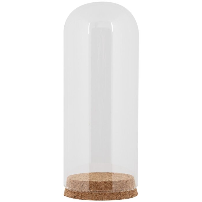 Clayre & Eef Cloche en verre Ø 8x20 cm avec fond en liège Transparent verre