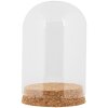 Clayre & Eef Cloche en verre Ø8x12cm Transparent avec fond en liège Décoration