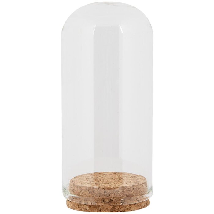 Clayre & Eef Cloche en verre Verre Ø5x10cm Transparent avec fond en liège Décoration