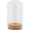 Clayre & Eef Cloche en verre Ø5x8cm Transparent avec fond en liège Cloche décorative en verre
