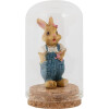 Clayre & Eef Cloche en verre Ø5x8cm Transparent avec fond en liège Cloche décorative en verre