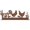 Clayre & Eef 6Y5778 Décoration Poule avec coq Marron 41x5x14 cm style rustique