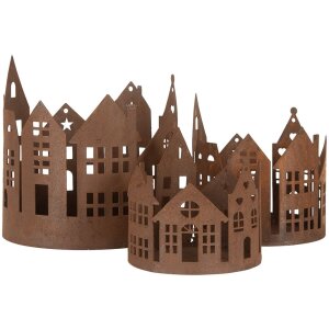 Clayre & Eef 6Y5784 Décoration Maisons Lot de 3 style campagnard brun finition rouille