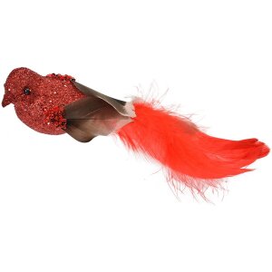Clayre & Eef 66138 Décoration Oiseau Lot de 2 rouge brun 16x5x5 cm Plastique