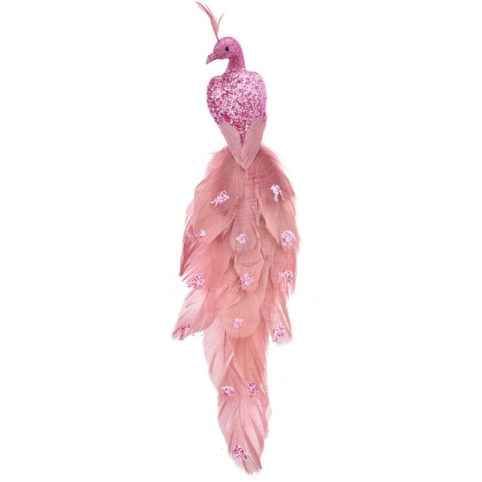 Clayre & Eef 66139 Décoration Oiseau rose 30x7x10 cm Plastique Décoration de Noël