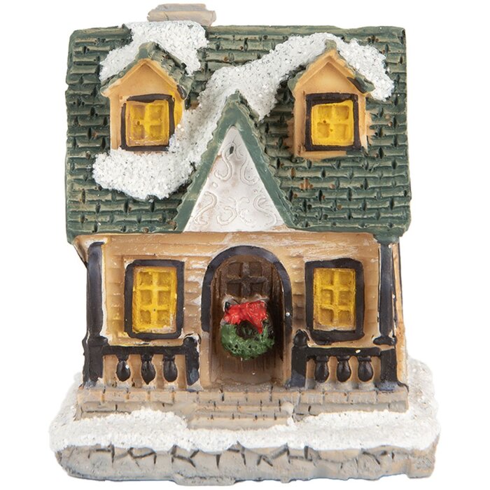 Clayre & Eef 6PR5735 Décoration Maison LED Beige Vert 5x5x6 cm