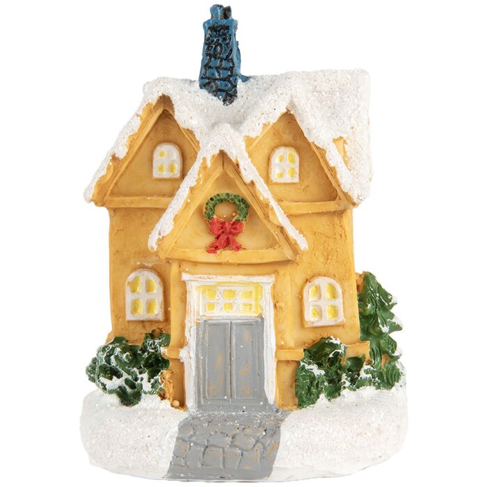 Clayre & Eef 6PR5738 Décoration Maison avec LED Jaune Blanc Ø 6x9 cm