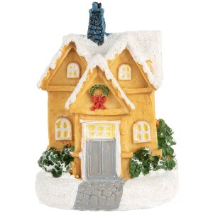 Clayre & Eef 6PR5738 Décoration Maison avec LED Jaune Blanc Ø 6x9 cm