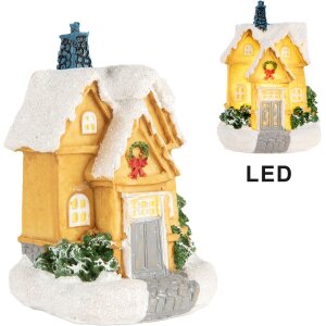 Clayre & Eef 6PR5738 Décoration Maison avec LED Jaune Blanc Ø 6x9 cm