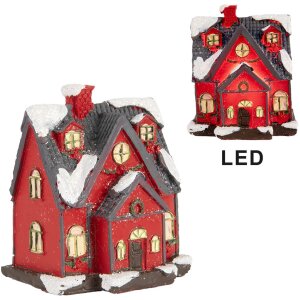 Clayre & Eef 6PR5739 Décoration Maison LED Rouge Gris 6x5x7 cm Polyrésine