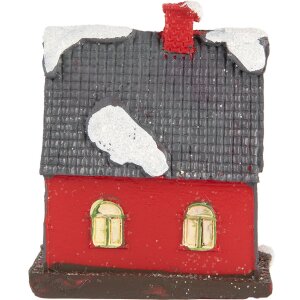 Clayre & Eef 6PR5739 Décoration Maison LED Rouge Gris 6x5x7 cm Polyrésine