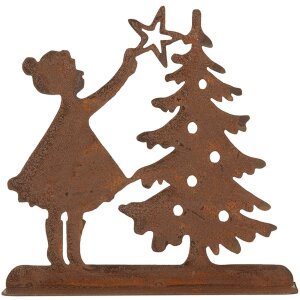 Clayre & Eef 6Y5780 Décoration Enfant avec arbre de Noël Marron 14x5x14 cm