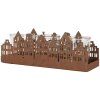 Clayre & Eef 6Y5783 Porte-bougies à chauffe-plat Maisons Marron 30x9x11 cm style rustique