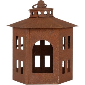 Clayre & Eef 6Y5785 Lanterne brune Ø 19x22 cm Métal style antique Décoration jardin