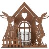 Clayre & Eef 6Y5786 Porte-bougie à chauffe-plat Maison avec lapin Marron 26x9x26 cm